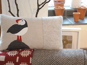 Picture of Puffin Cushion - Oblong