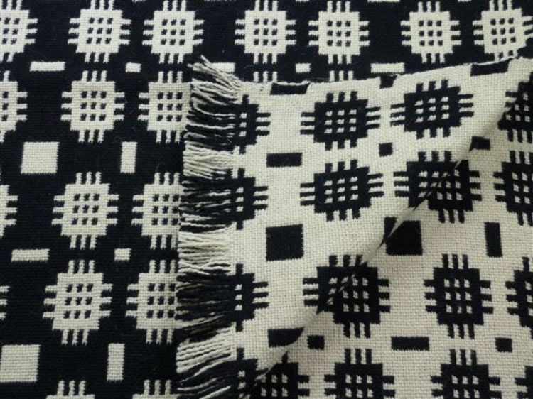 Picture of Black and White Welsh Tapestry Floor Rug
