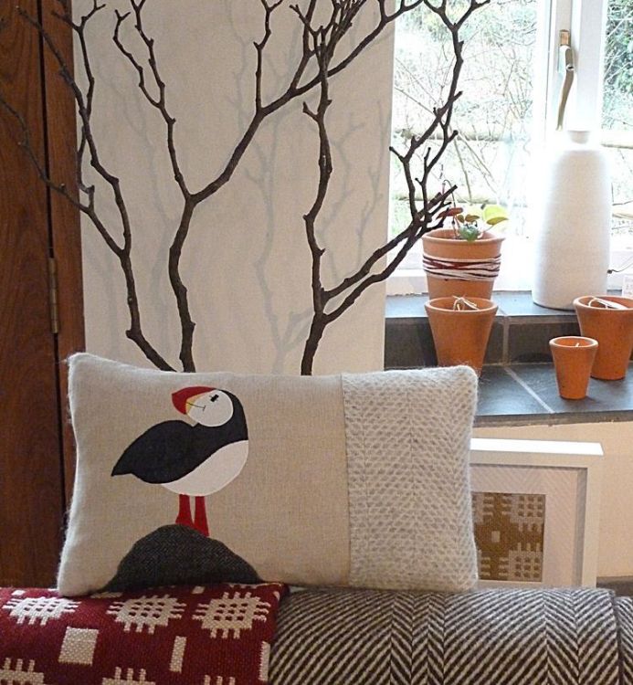 Picture of Puffin Cushion - Oblong