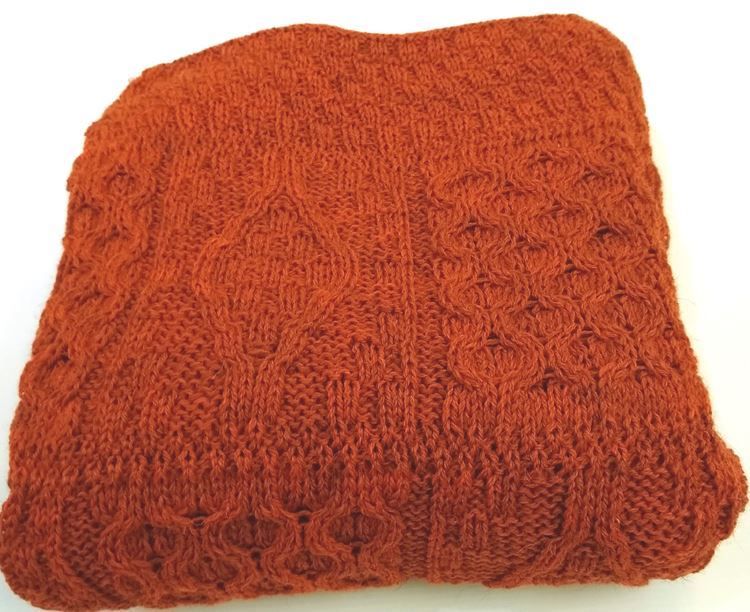Picture of Pure wool knitted blanket - Burnt Orange