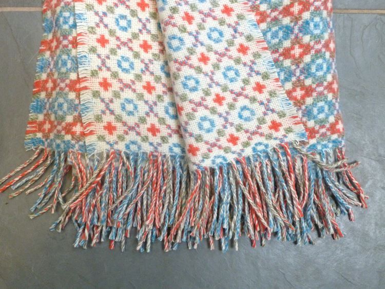 Picture of Blue and Coral Tapestry Wool Throw 