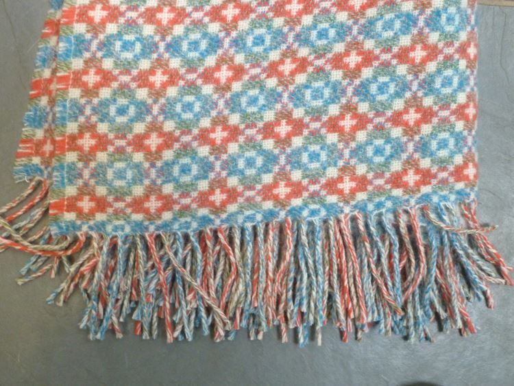 Picture of Blue and Coral Tapestry Wool Throw 