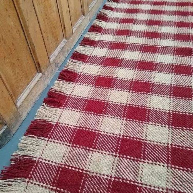Picture of Welsh Check Floor Rug - Barn Red