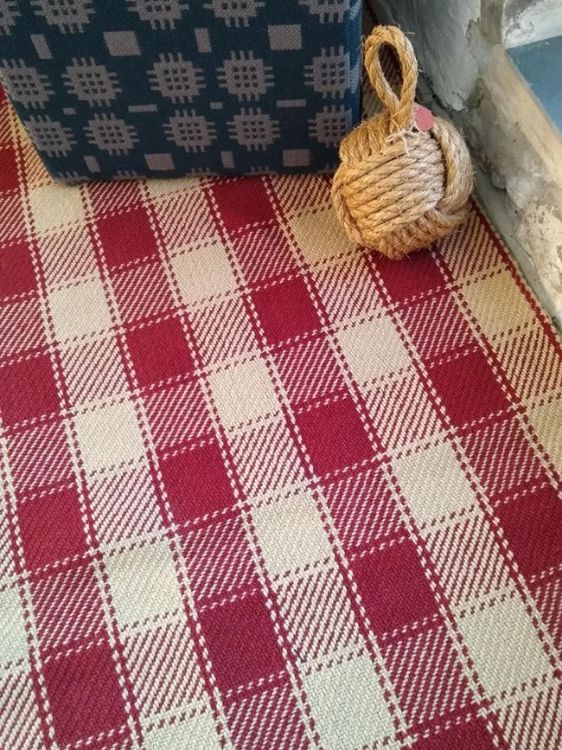 Picture of Welsh Check Floor Rug - Barn Red