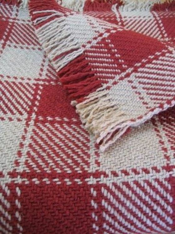 Picture of Welsh Check Floor Rug - Barn Red