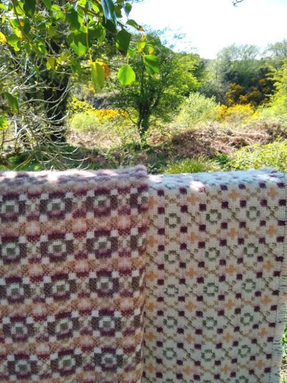 Picture of Welsh Tapestry Style Throw - Plum, Ecru, Sage