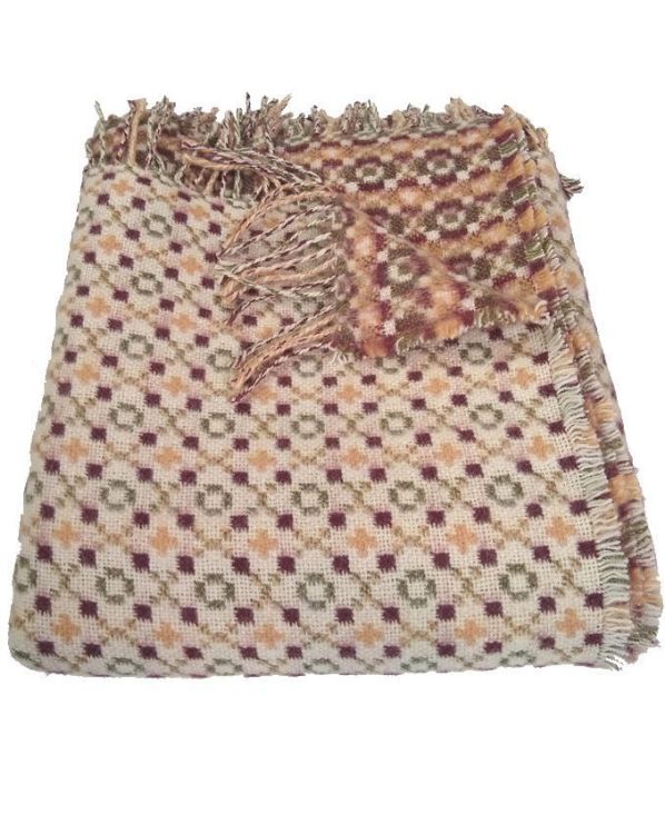 Picture of Welsh Tapestry Style Throw - Plum, Ecru, Sage