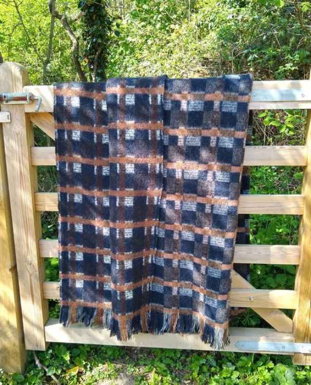 Picture of Mohair Throw - Navy and Warm Spice