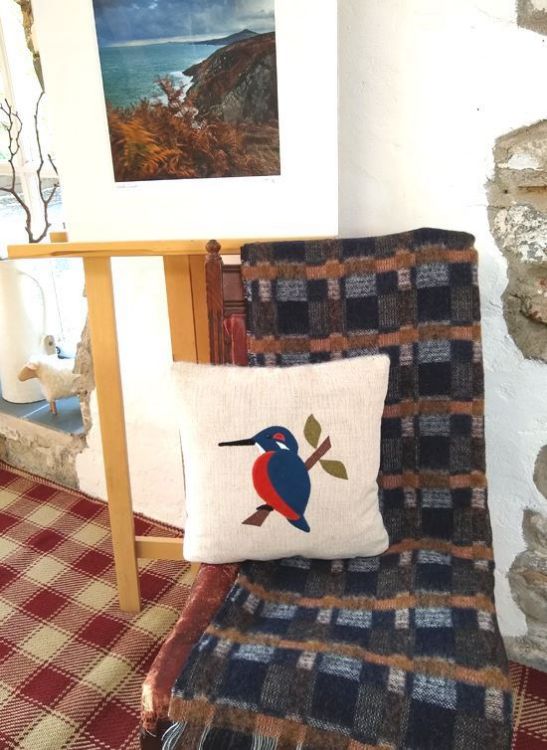 Picture of Mohair Throw - Navy and Warm Spice