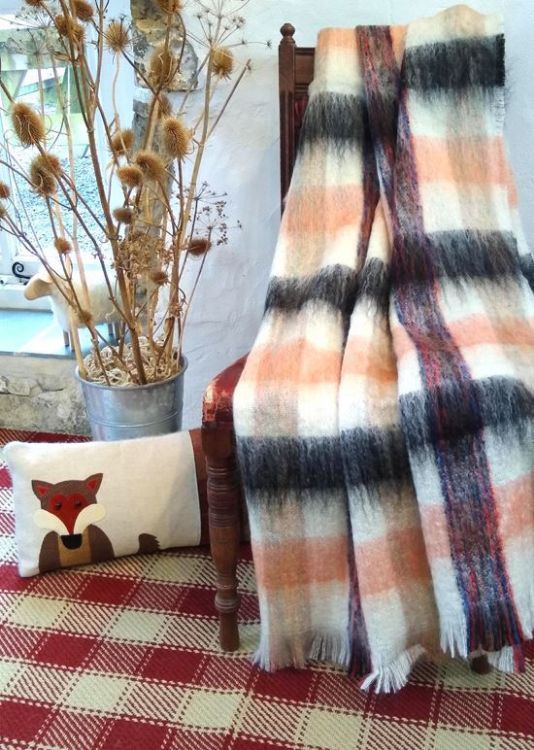Picture of Mohair Throw - Apricot and Charcoal