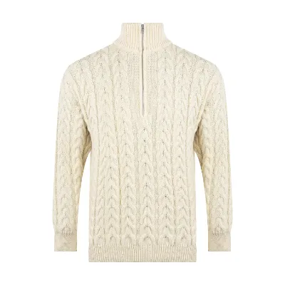 Show details for Cable Zip Jumper - Ecru Picture of Cable Zip Jumper - Ecru