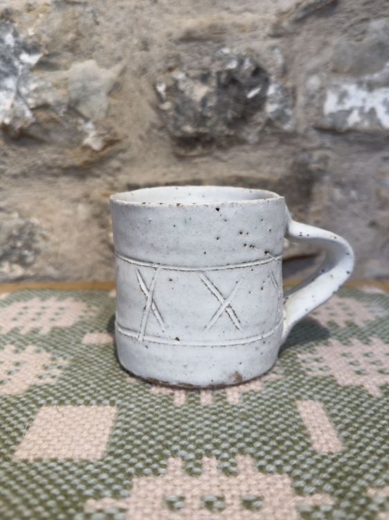 Picture of Cross Stitched Chalk White Mug